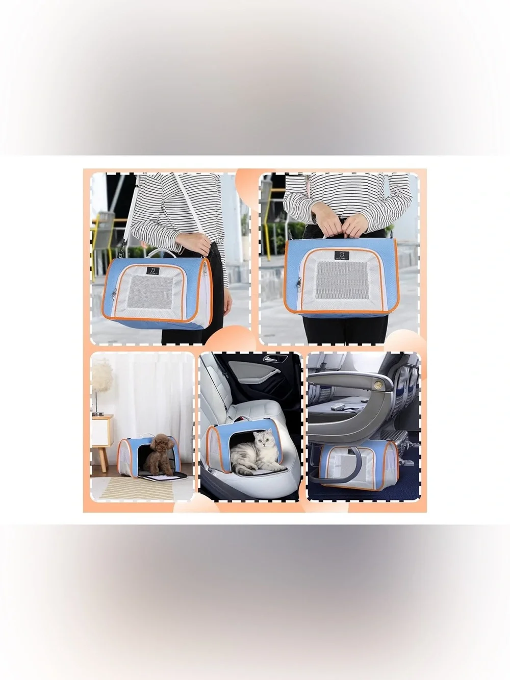A 4 Pet Cat Dog Carrier Airline Approved Soft Sided Foldable Blue Orange New